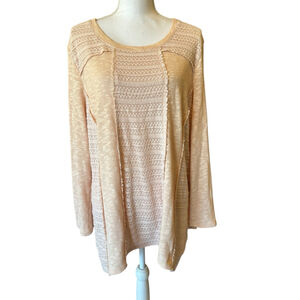 Women's Style & Co Top XL Peach Shirt Long Sleeve Sharkbite Hem